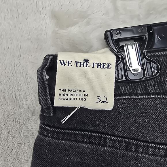 Free People We The Free Pacifica Slim Straight Leg Jeans Sz 32 Black (32x27) NWT - Picture 11 of 16